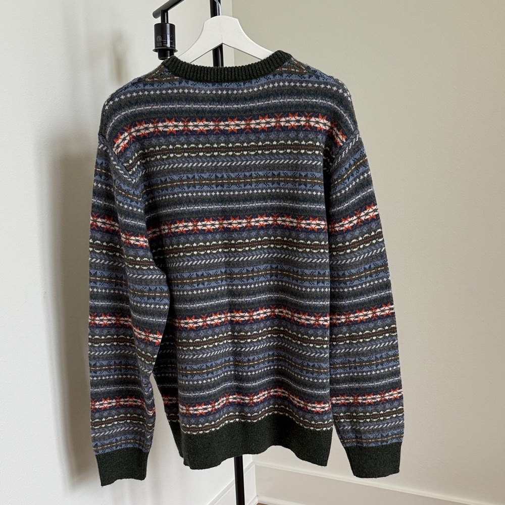 J. Crew Men's Striped Crewneck Sweater - Green, Blue, Orange - Picture 3 of 3